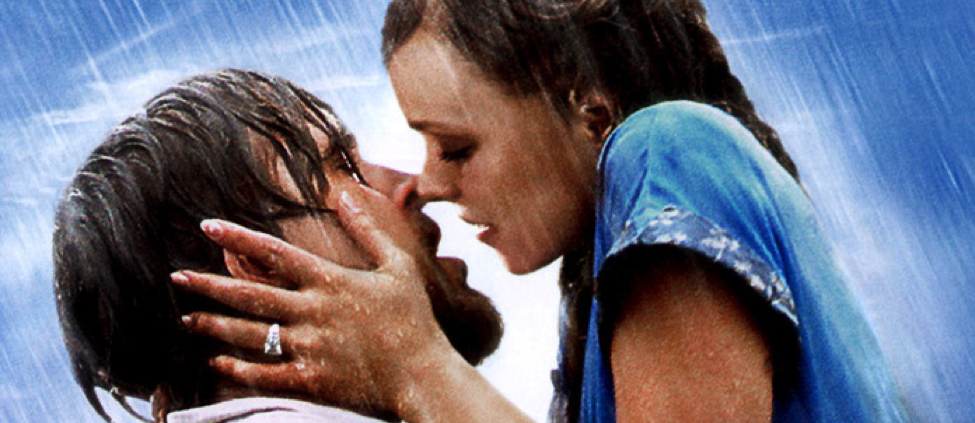 The Notebook kiss with Ryan Gosling and Rachel McAdams