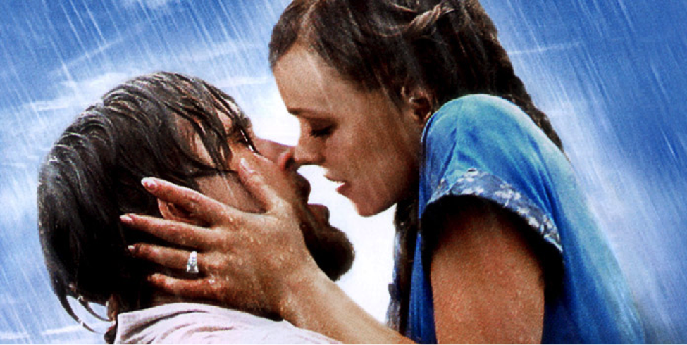 The Notebook kiss with Ryan Gosling and Rachel McAdams
