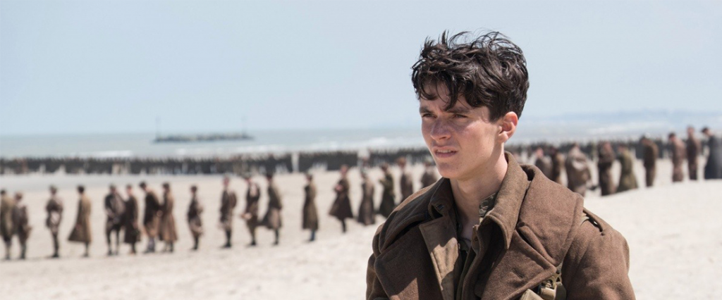 Fionn Whitehead in Dunkirk directed by Christopher Nolan