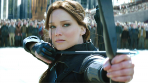 katniss everdeen in the film adaptation of hunger games mockingjay