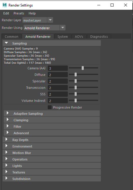 arnold rendering - render settings